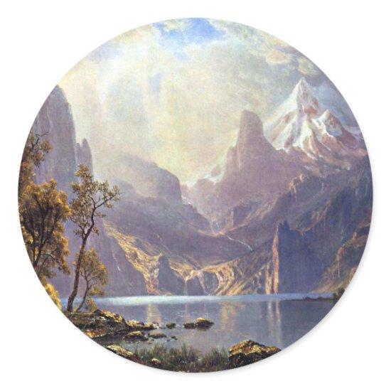 Vintage Landscape, Lake Tahoe by Albert Bierstadt Classic Round Sticker
