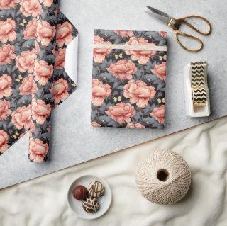 Vintage lavish blooming peonies retro butterflies