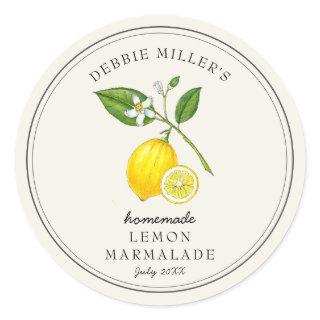 Vintage Lemon on off white Jam jar Classic Round Sticker