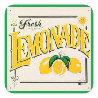 Vintage lemonade sign lemon summer fruit square sticker