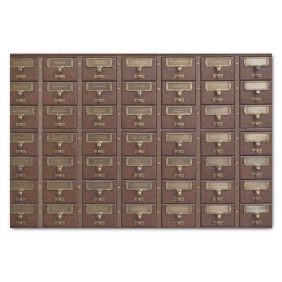 Vintage Library Card Catalog Drawers Tissue Paper
