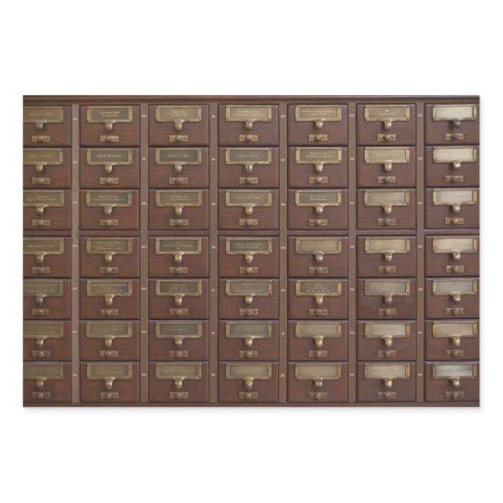 Vintage Library Card Catalog Drawers Wrapping Pape  Sheets