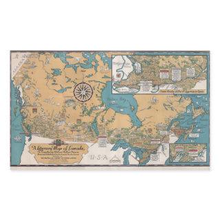 Vintage Literary Map of Canada Rectangular Sticker