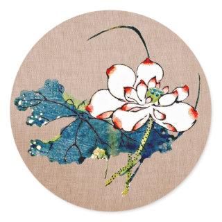 Vintage Lotus Flower Classic Round Sticker