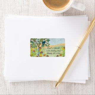 Vintage Lovebirds Romantic Tree Damask Hills RSVP Label