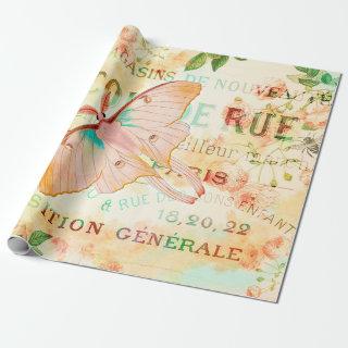 Vintage Lunar Moth and Roses Ephemera