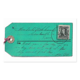Vintage Mail Tag with Canceled Postage