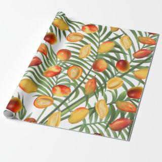 Vintage Mango & Greenery Summer Fruit Pattern