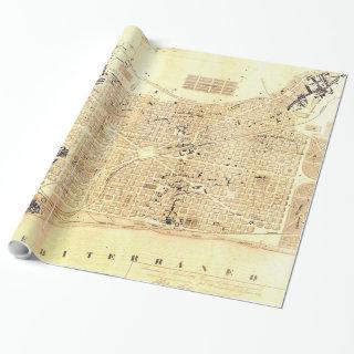 Vintage Map of Barcelona Spain (1859)
