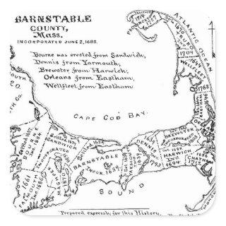 Vintage Map of Cape Cod (1890) Square Sticker