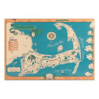 Vintage map of Cape Cod from 1940s  Sheets