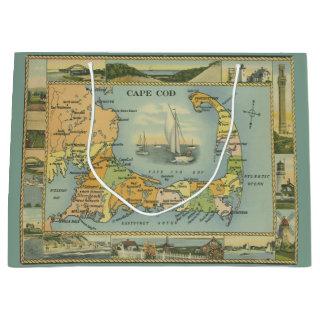 Vintage map of Cape Cod, Massachusetts Large Gift Bag