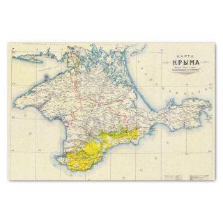 Vintage Map of Crimea, Ukraine, Sevastopol Region Tissue Paper