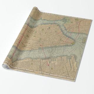 Vintage Map of Manhattan New York City