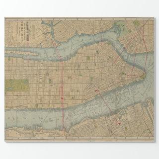 Vintage Map of New York City Manhattan