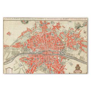 Vintage Map of Paris France (1721–1774) Tissue Paper