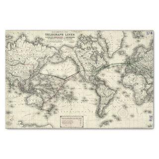 Vintage Map of Telegraph Lines Tissue Paper