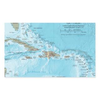 Vintage Map of the Caribbean - U.S. Rectangular Sticker