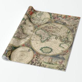 Vintage Map of The World (1689)