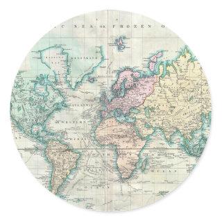Vintage Map of The World (1801) Classic Round Sticker