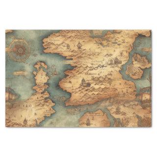 Vintage Map Treasures Antique Decoupage Paper