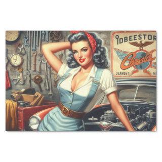 Vintage Mechanic Pin Up Tissue Paper