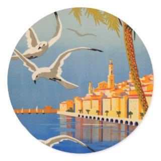 Vintage Menton CoTe D'azur Classic Round Sticker