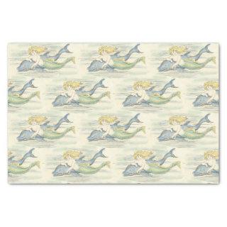 Vintage Mermaid and Dolphin Nautical Decoupage   Tissue Paper