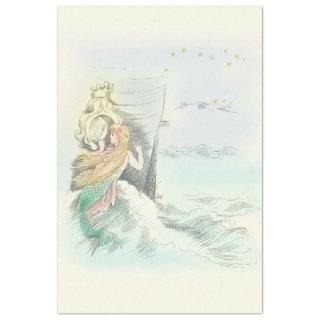 Vintage Mermaid Gazing into a Ship's Window  Tissue Paper