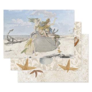 Vintage Mermaid Seashell Beach Starfish Decoupage   Sheets