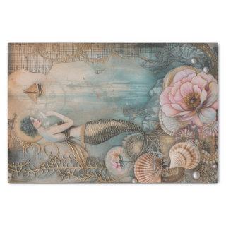 Vintage Mermaid with Seashells Decoupage Tissue Paper