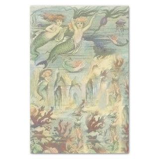 Vintage Mermaids with Coral and Jellyfish Nautical Tissue Paper