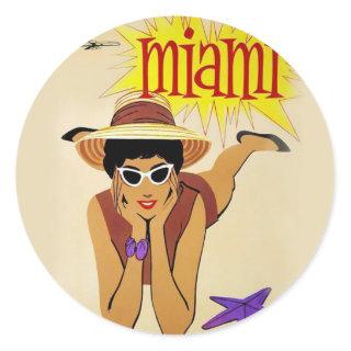 Vintage Miami Beach Classic Round Sticker