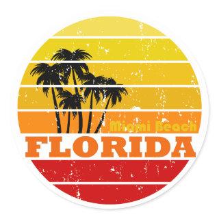vintage Miami Beach Florida Classic Round Sticker