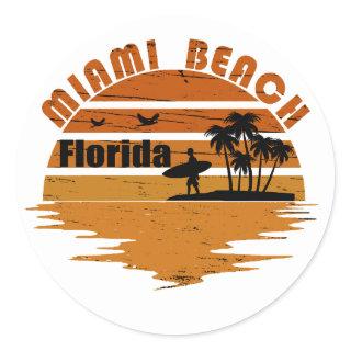 vintage Miami Beach Florida Classic Round Sticker