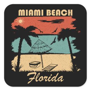 vintage Miami Beach Florida Square Sticker