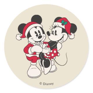 Vintage Mickey & Minnie | Warm & Cozy Classic Round Sticker