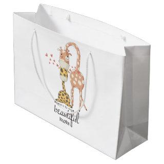 Vintage Minimalist Retro Giraffe Design,  Large Gift Bag