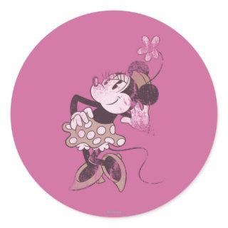 Vintage Minnie Mouse Retro Distressed Design Classic Round Sticker