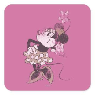 Vintage Minnie Mouse Retro Distressed Design Square Sticker