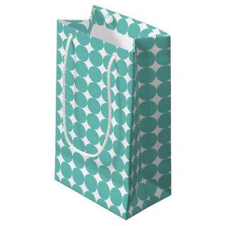 Vintage Mint Teal Green Geometric Dots Pattern Small Gift Bag