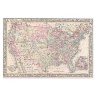 Vintage Mitchell Map of the United States (1866) Tissue Paper