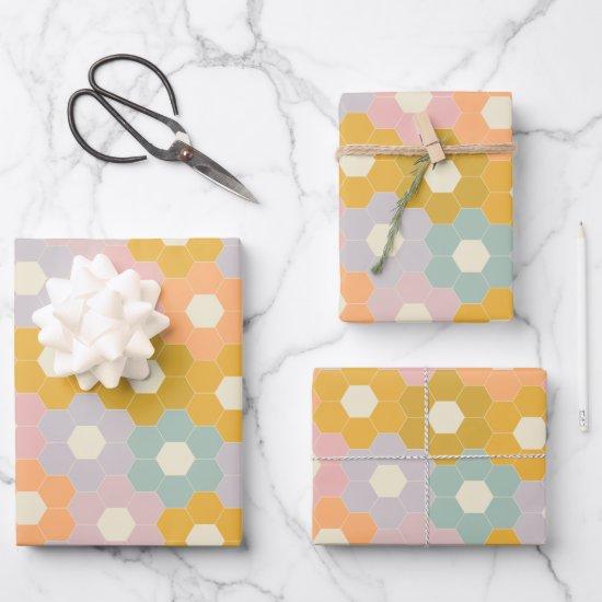 Vintage Modern Hexagon Flower Pattern in Pastel  Sheets
