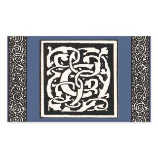 Vintage Monogram C Art Nouveau Letter Rectangular Sticker