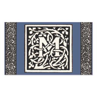 Vintage Monogram M Art Nouveau Letter Rectangular Sticker