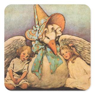 Vintage Mother Goose Children Jessie Willcox Smith Square Sticker