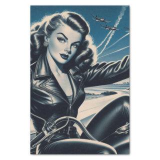 Vintage Motorcycle Pin Up Tissue Paper