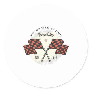 Vintage Motorcycle Racing Classic Round Sticker