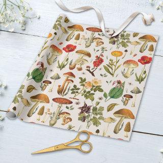 Vintage Mushroom and Wildflower Pattern