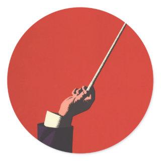 Vintage Music, Conductor's Hand Holding a Baton Classic Round Sticker